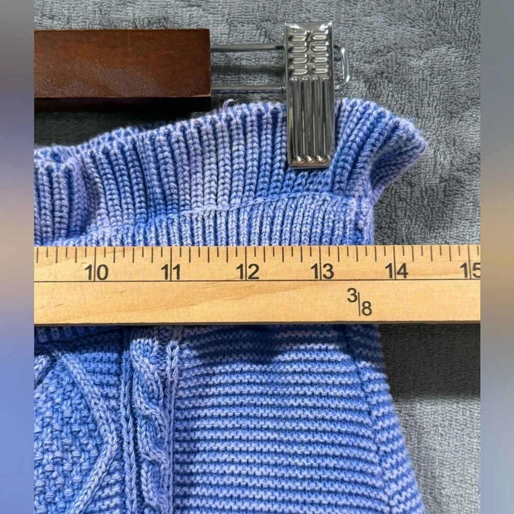 Free People Cable Knit Blue Short Skirt Paper Bag Waist Size S Boho 100% Cotton